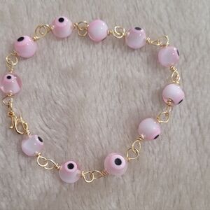 Pink Evil Eye Beaded Bracelet